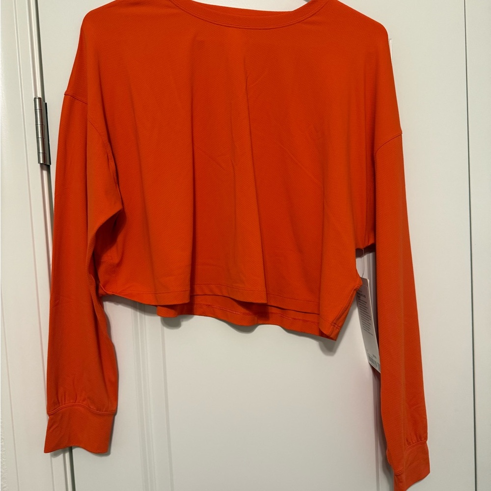 Lululemon Athletica Orange Long Sleeve Crop Sweatshirt